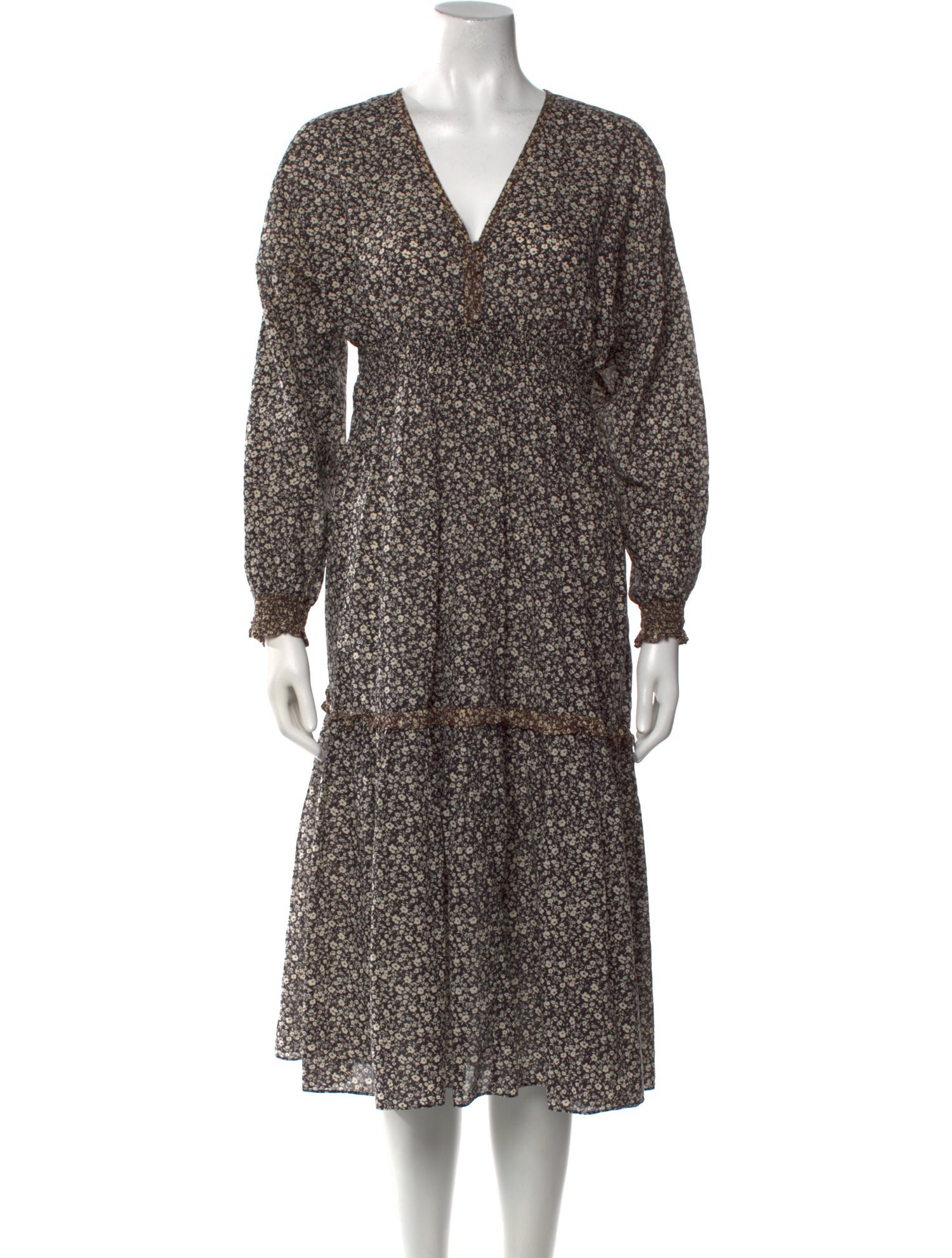 Hatch Floral Print Midi Length Dress