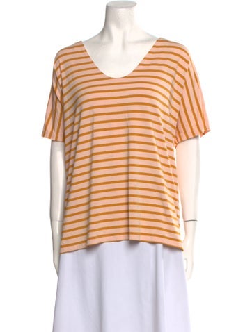 Hatch Tops Striped Scoop Neck T-Shirt L