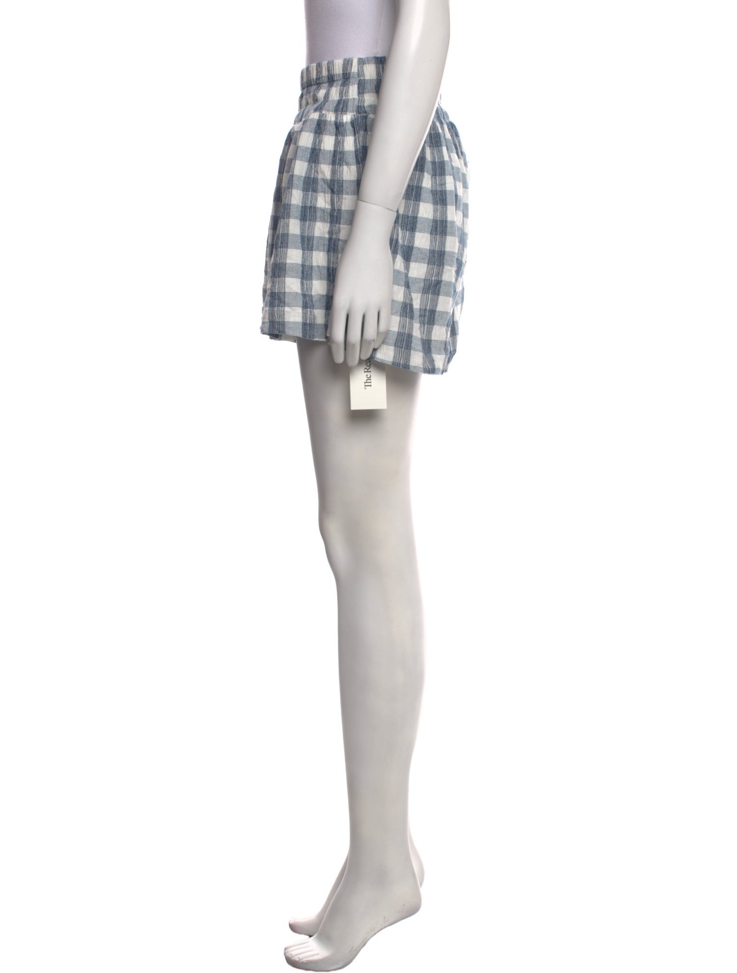 Hatch Plaid Print Mini Shorts