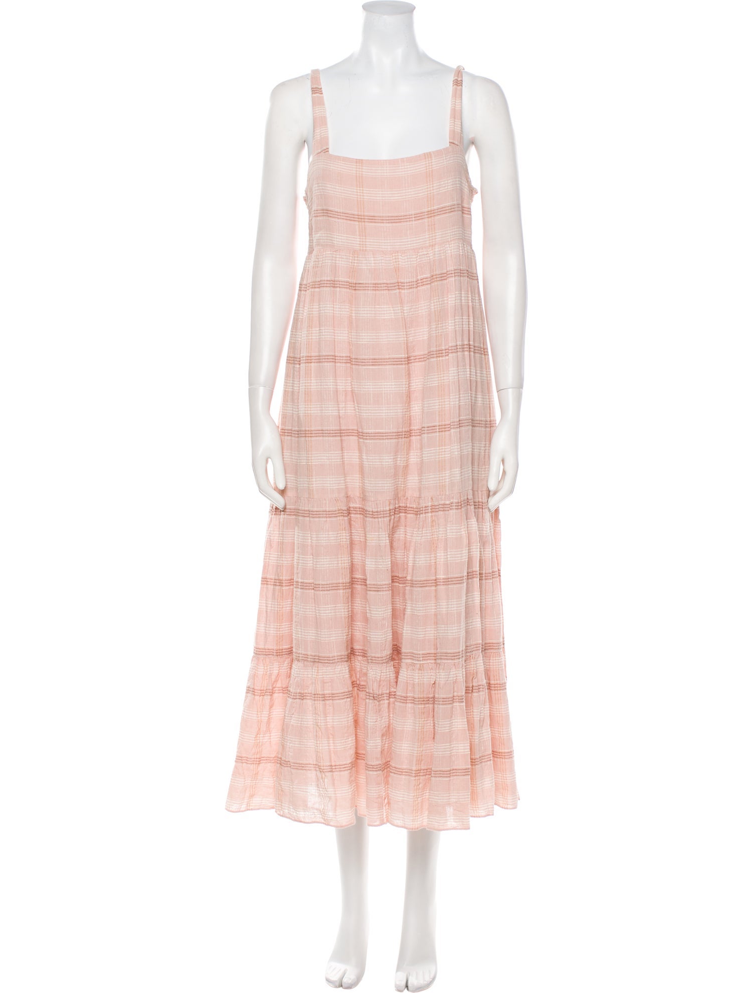 Hatch Plaid Print Long Dress