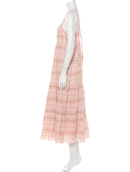 Hatch Plaid Print Long Dress