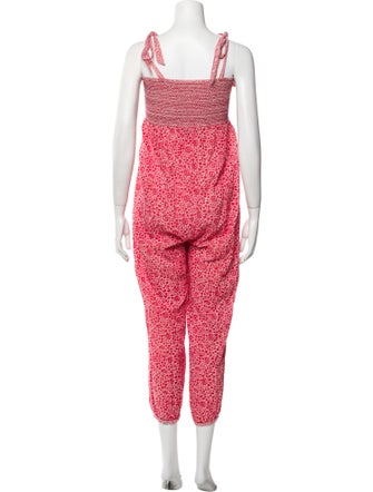 Hatch Floral Print Square Neckline Jumpsuit