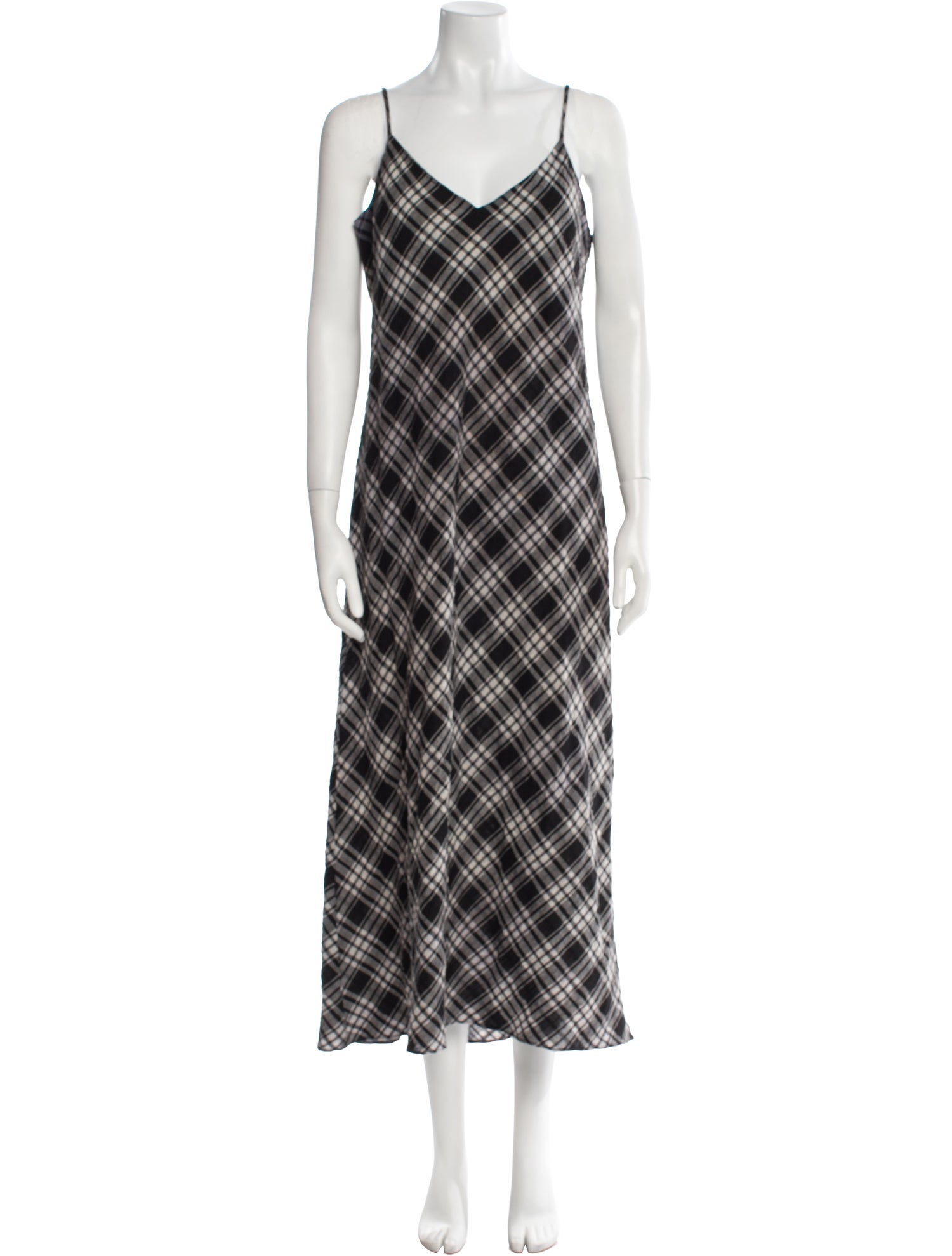 Hatch Plaid Print Long Dress