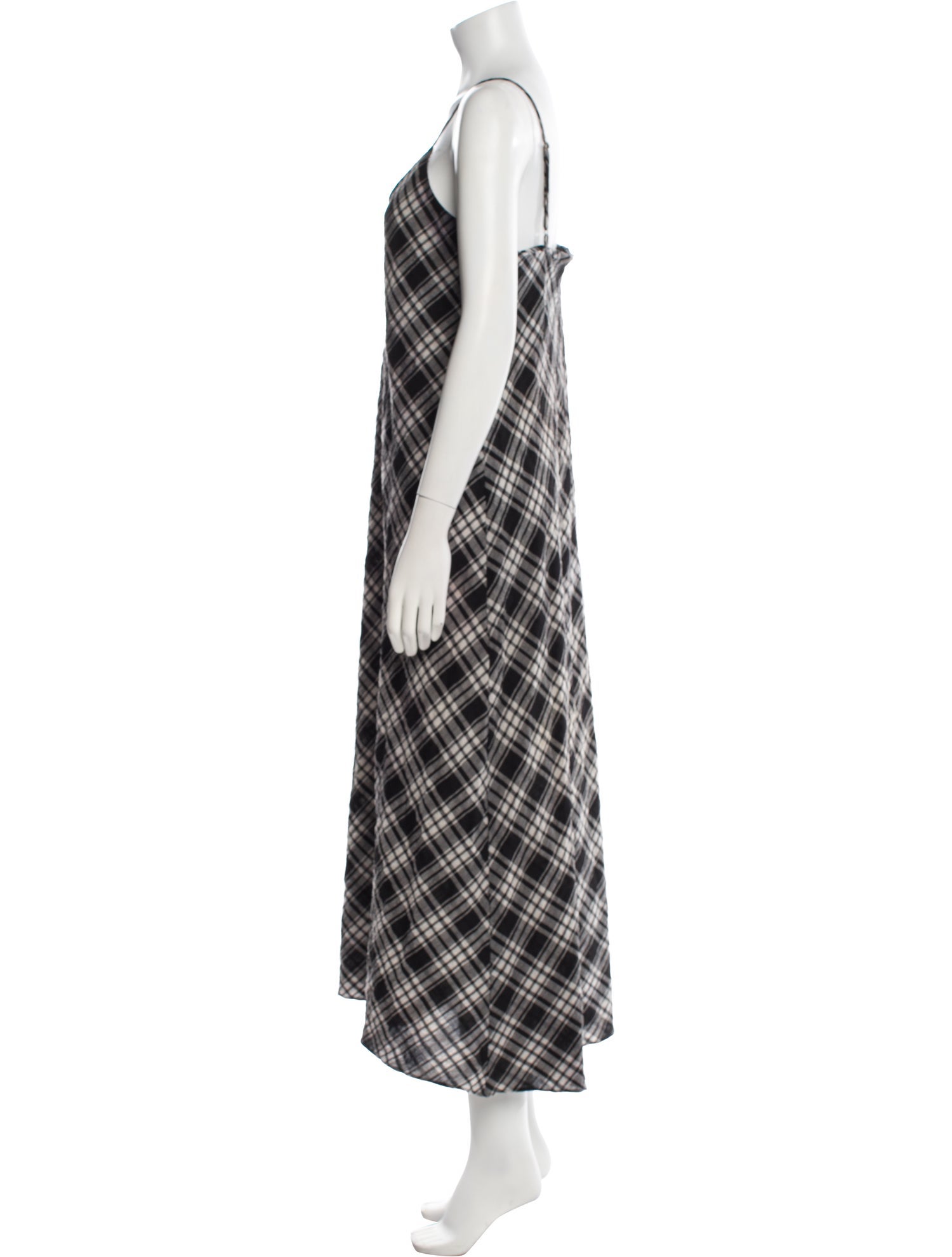 Hatch Plaid Print Long Dress
