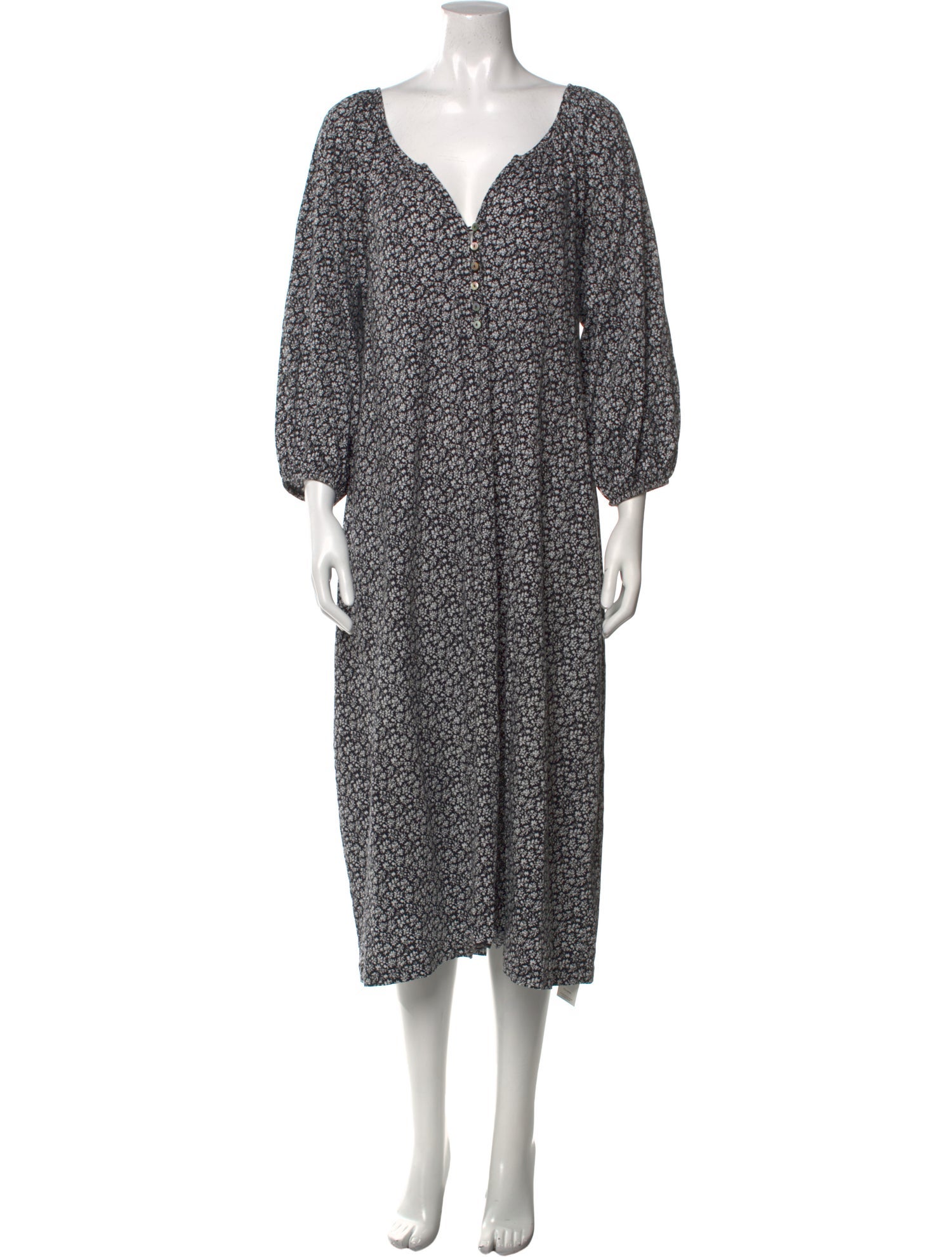 Hatch Floral Print Midi Length Dress