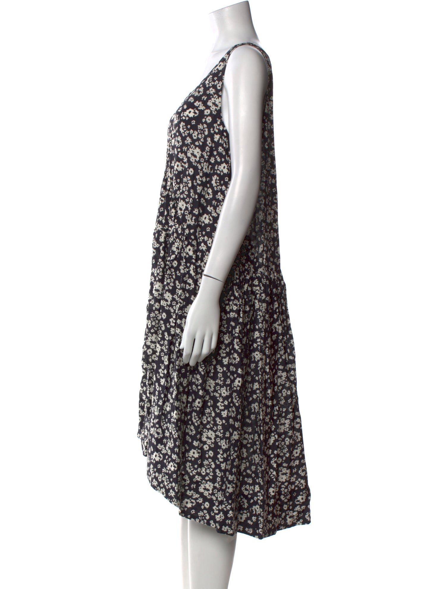 Hatch Floral Print Midi Length Dress
