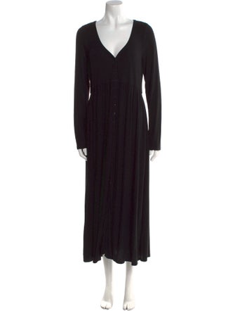 Hatch V-Neck Long Dress