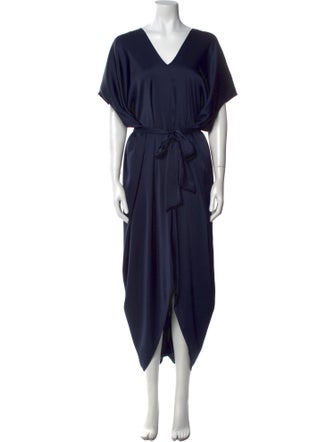 Hatch V-Neck Long Dress