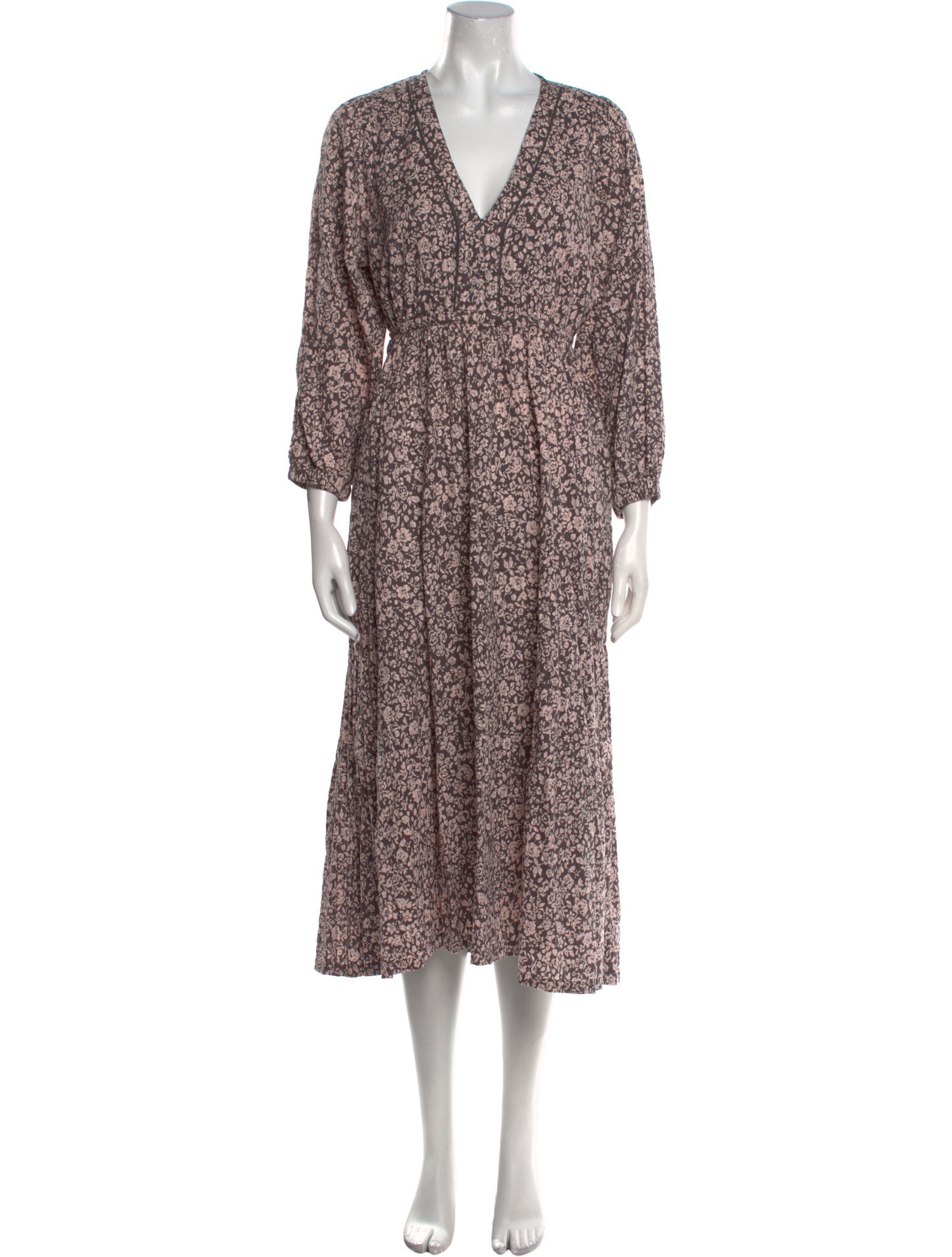 Hatch Floral Print Long Dress