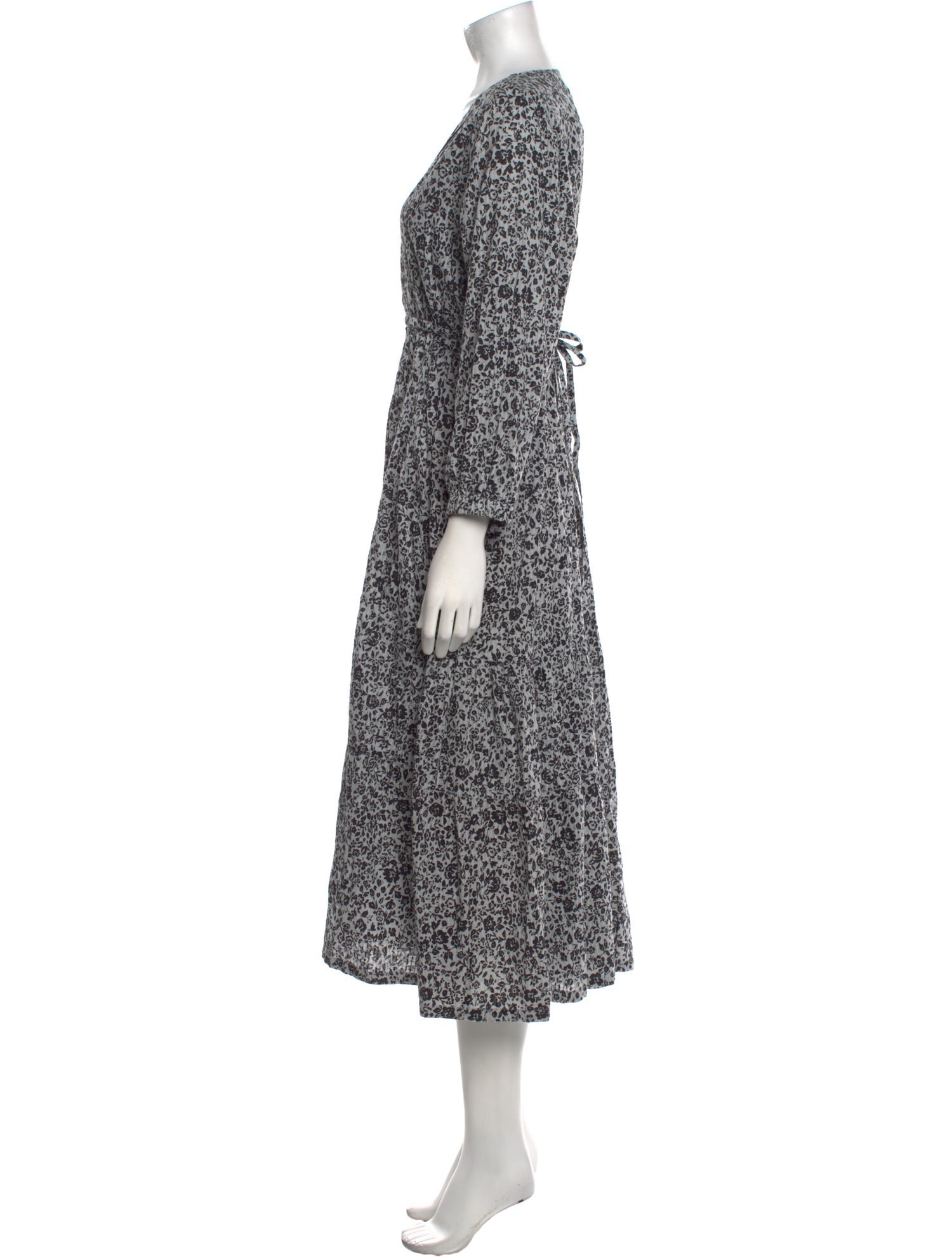 Hatch Floral Print Long Dress