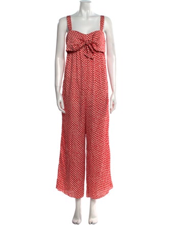 Hatch Floral Print Square Neckline Jumpsuit