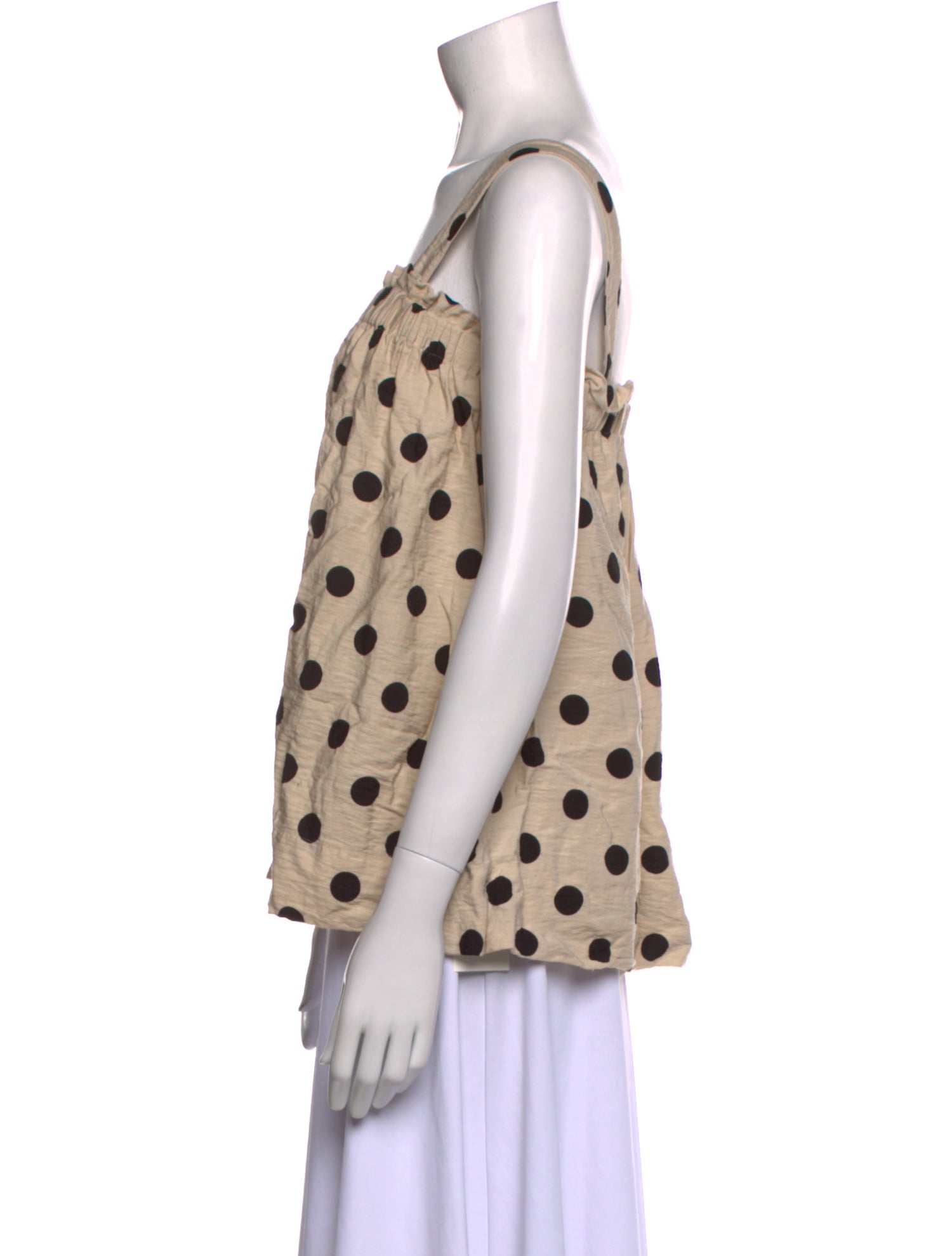 Hatch Polka Dot Print Square Neckline Top