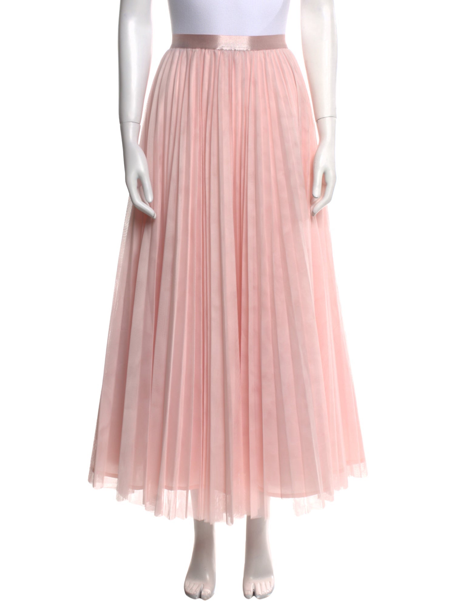 Hatch Pleated Accents Midi Length Skirt