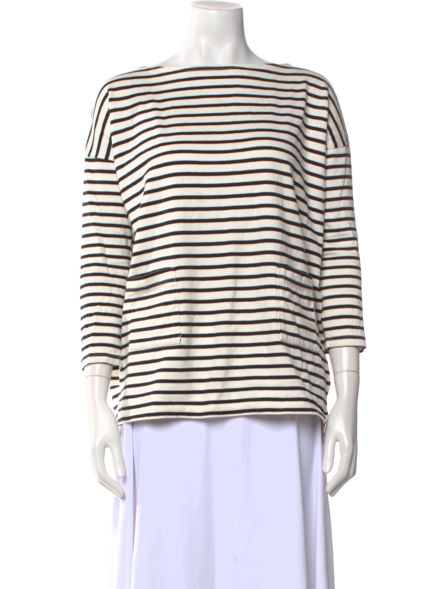 Hatch Striped Bateau Neckline Top