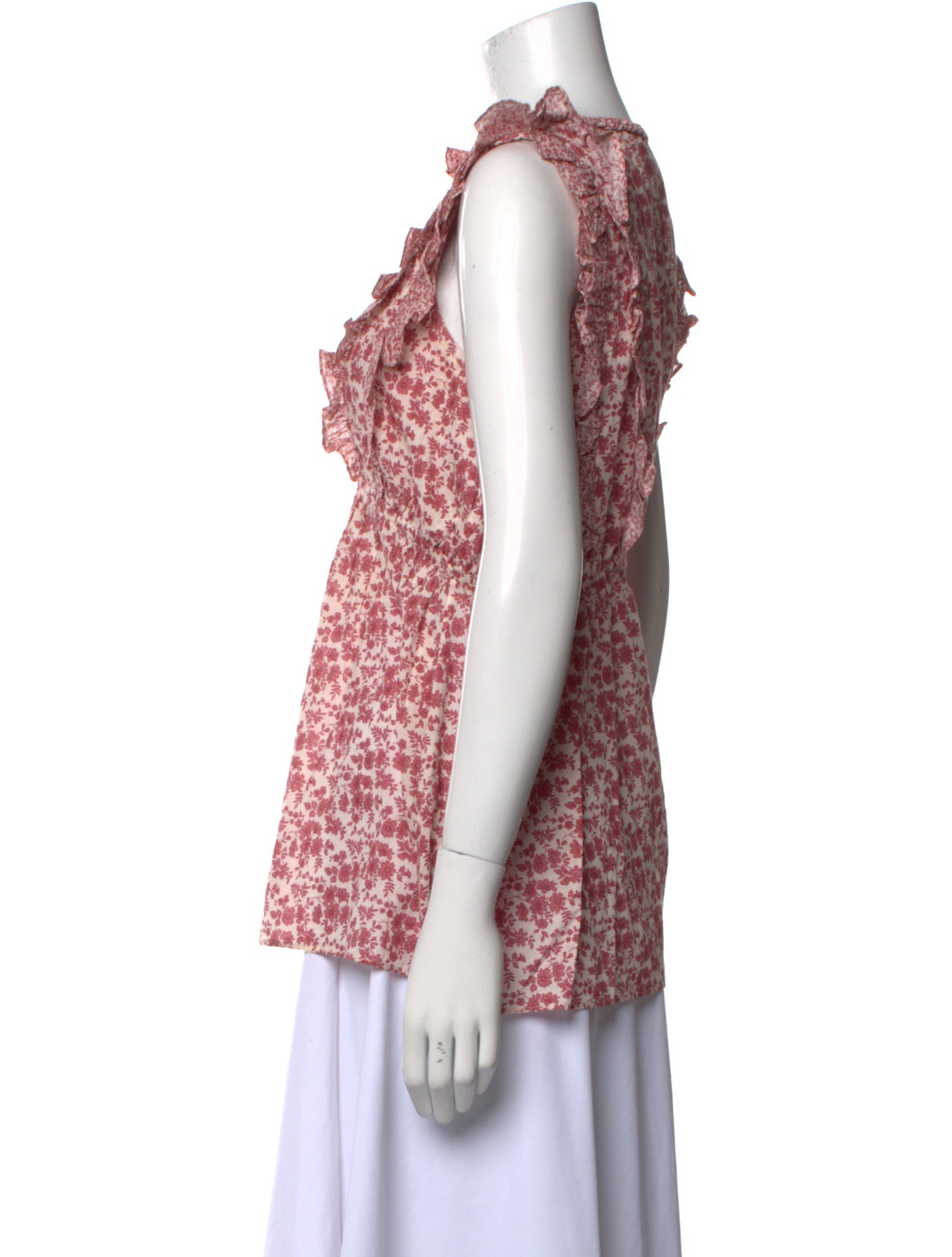 Hatch Floral Print V-Neck Top