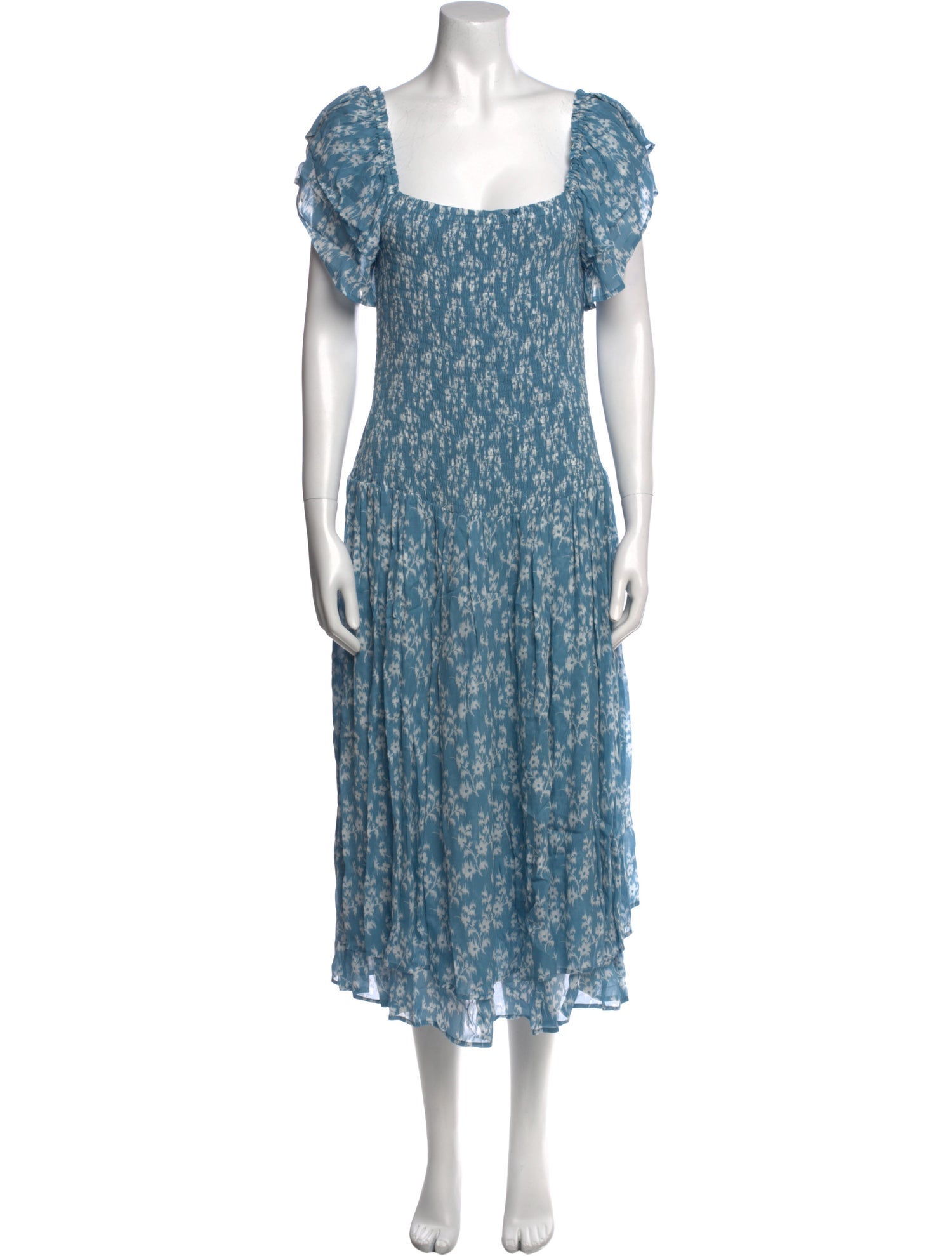 Hatch Floral Print Midi Length Dress
