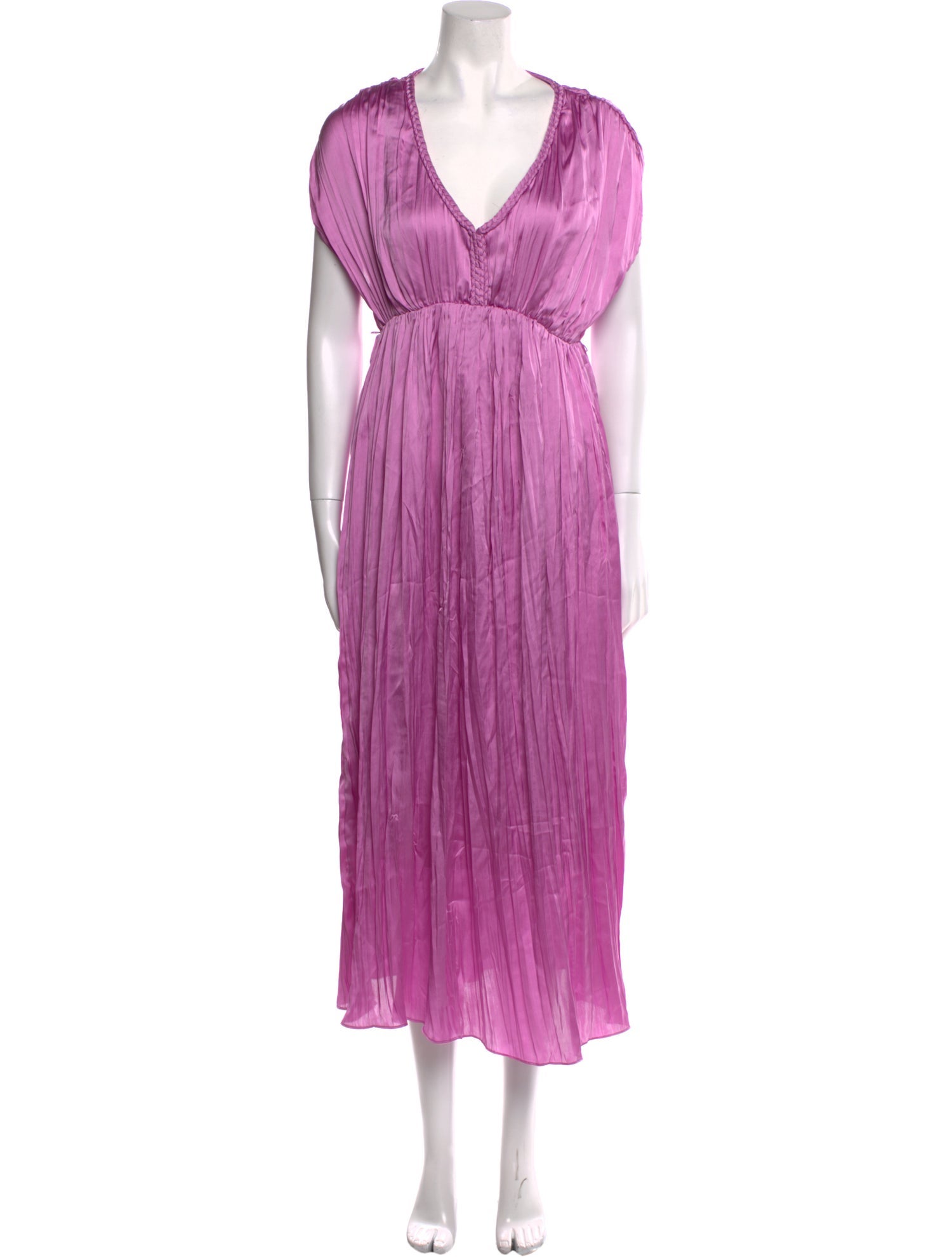 Hatch V-Neck Long Dress