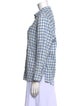 Hatch Plaid Print Long Sleeve Button-Up Top