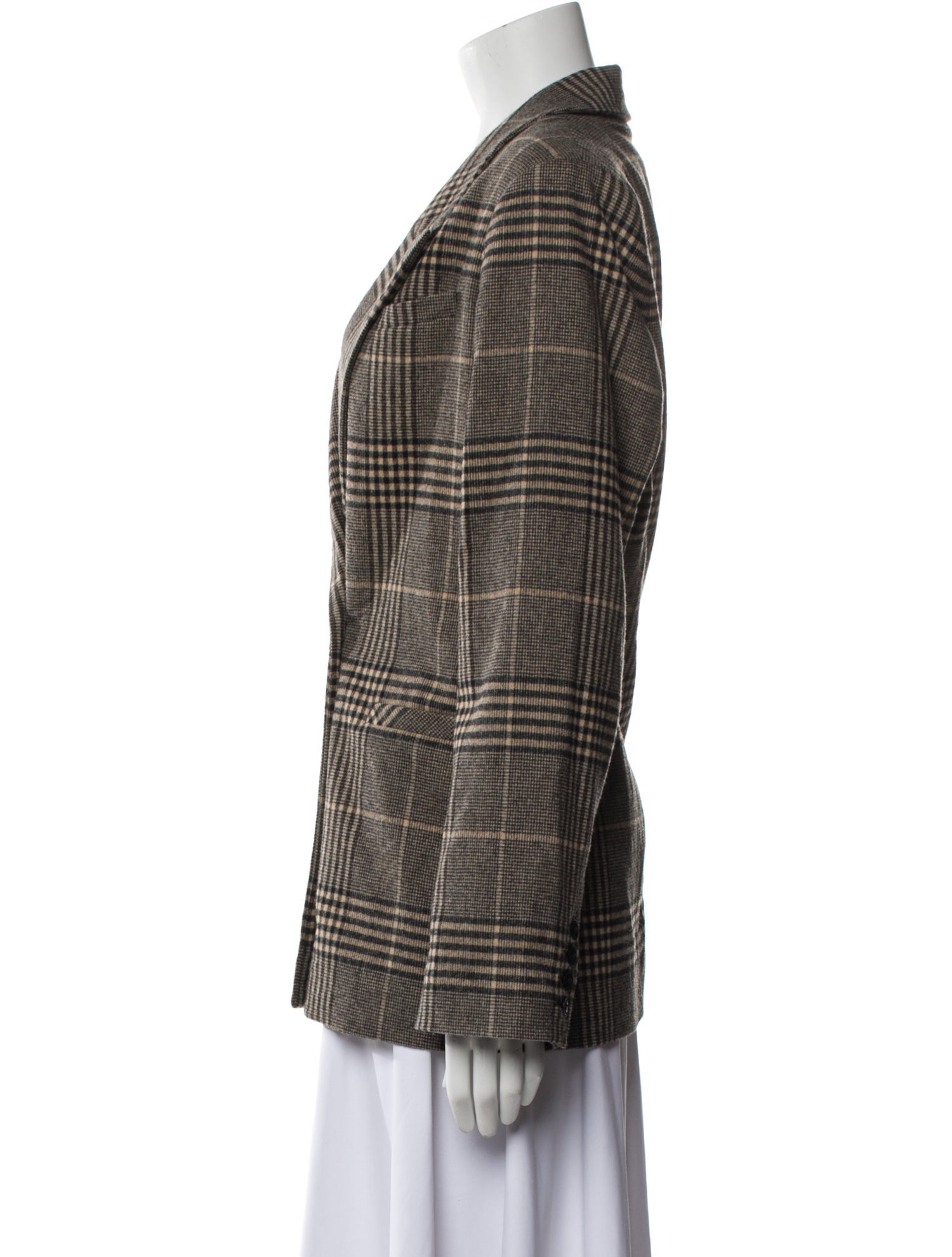 Hatch Plaid Print Blazer