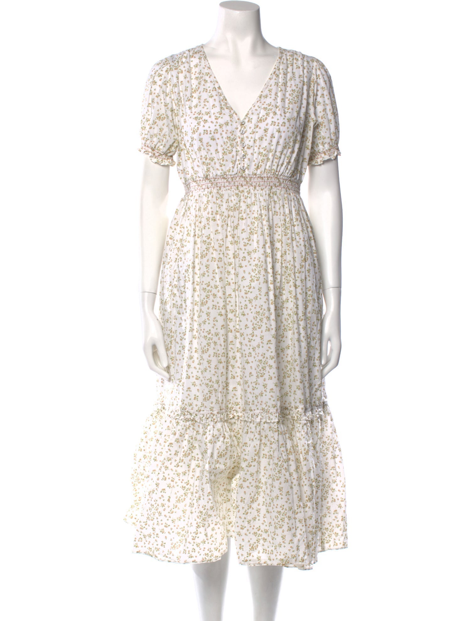 Hatch Floral Print Midi Length Dress