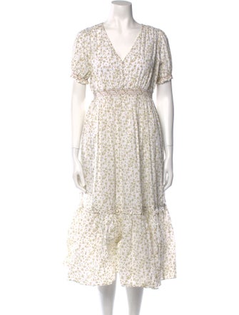 Hatch Floral Print Midi Length Dress