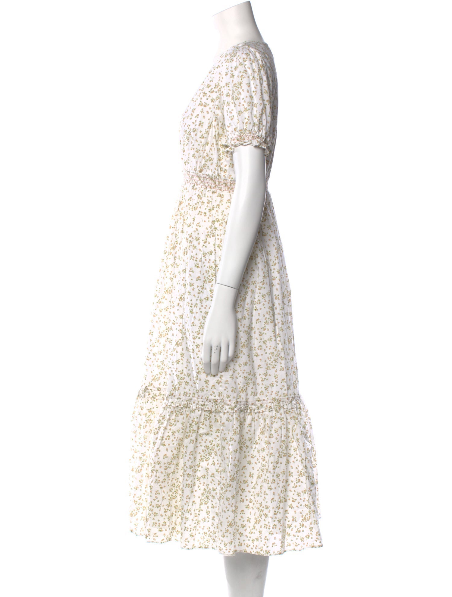 Hatch Floral Print Midi Length Dress