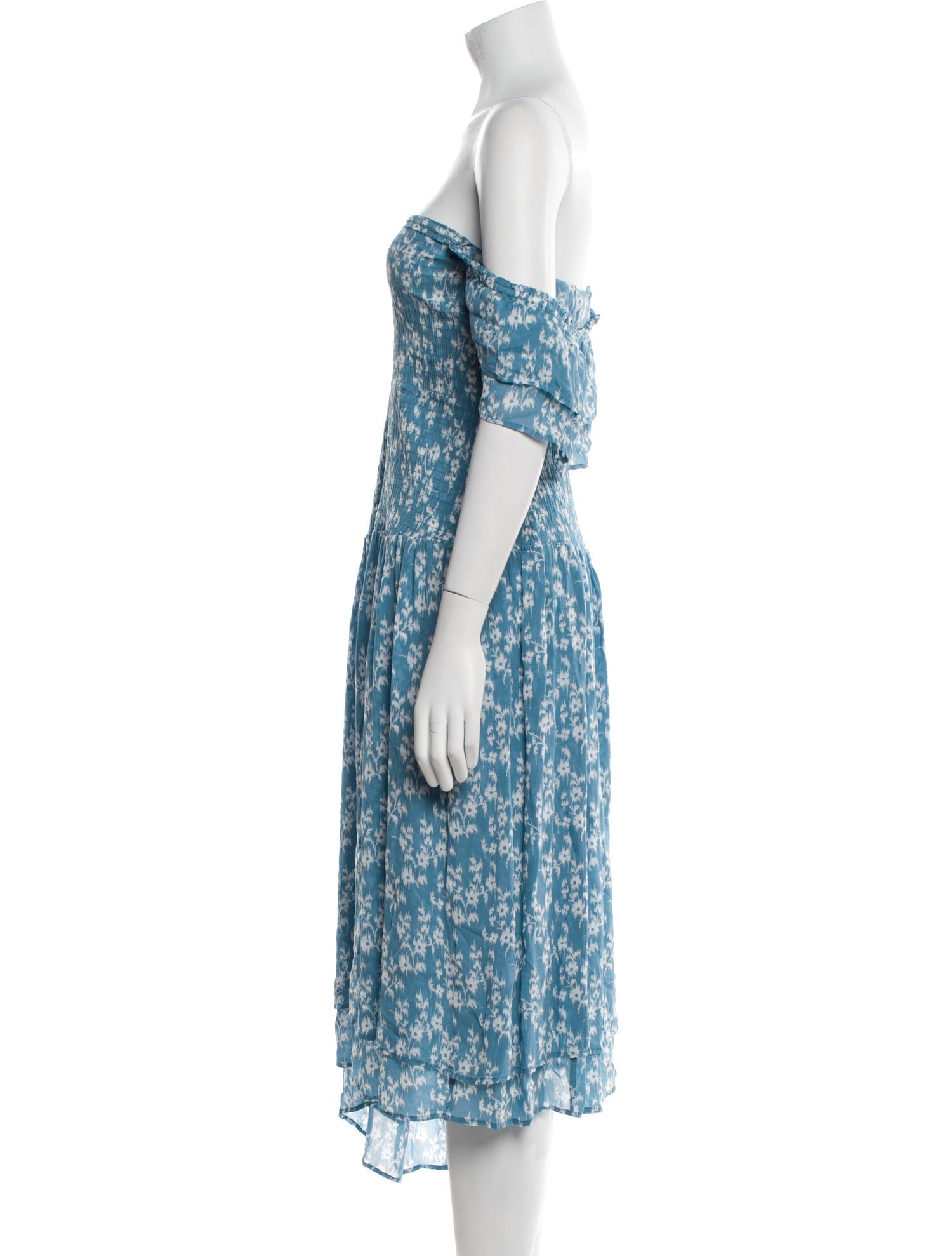 Hatch Floral Print Midi Length Dress