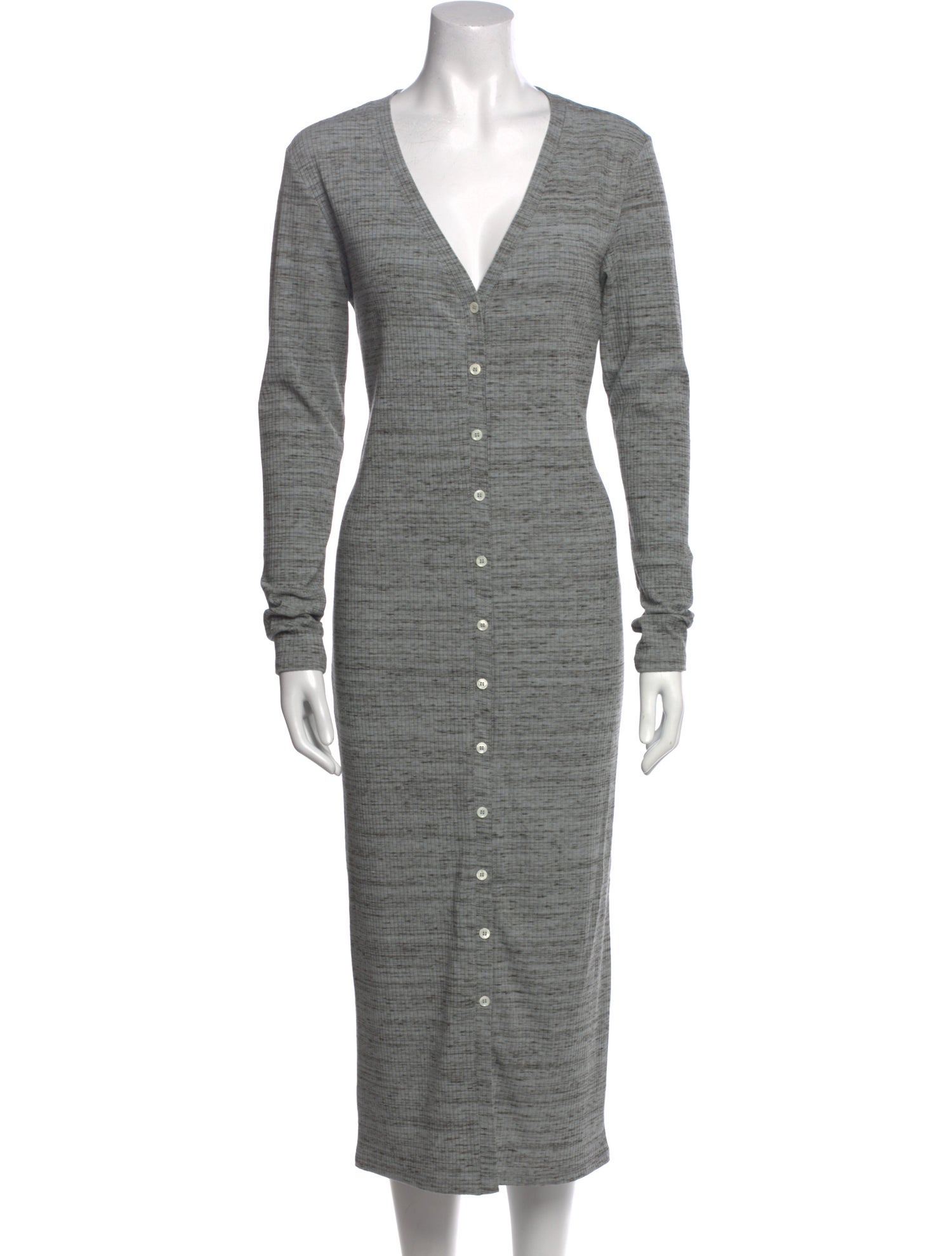 Hatch V-Neck Long Dress