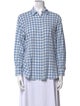 Hatch Plaid Print Long Sleeve Button-Up Top