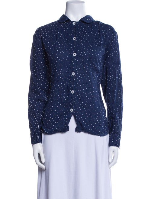 Hatch Polka Dot Print Long Sleeve Button-Up Top