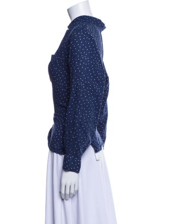 Hatch Polka Dot Print Long Sleeve Button-Up Top