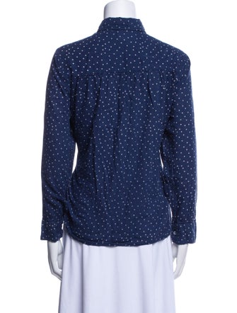 Hatch Polka Dot Print Long Sleeve Button-Up Top