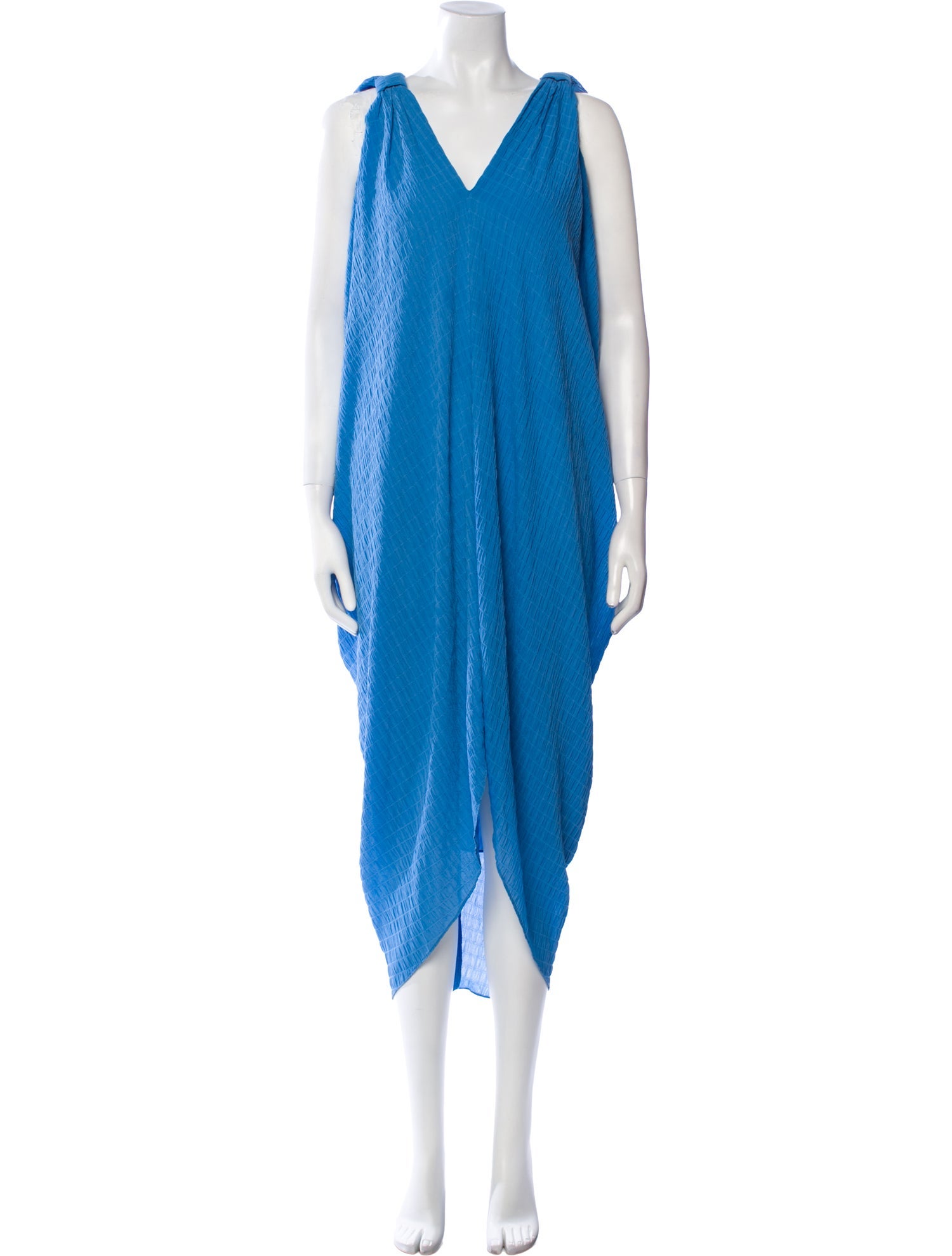 Hatch V-Neck Long Dress