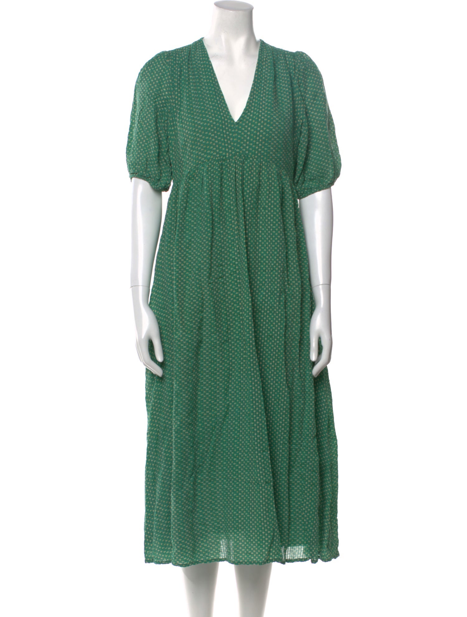 Hatch Polka Dot Print Midi Length Dress