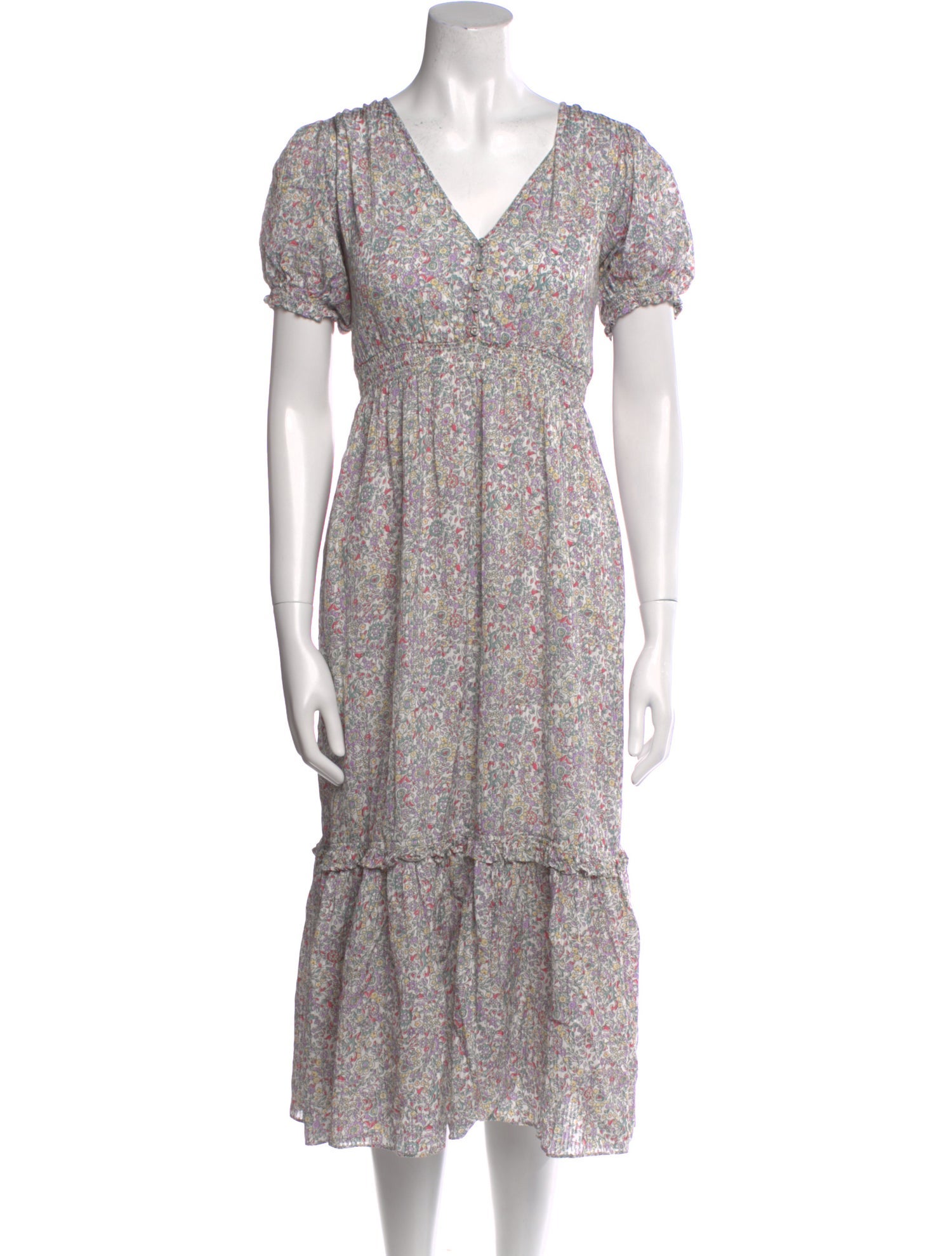 Hatch Floral Print Midi Length Dress