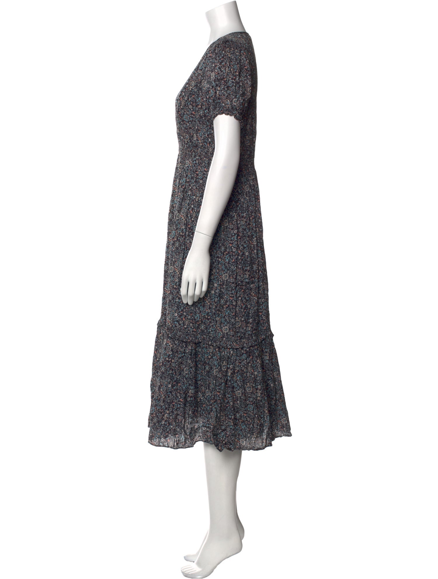 Hatch Floral Print Midi Length Dress