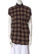 Hatch Wool Plaid Print Button-Up Top