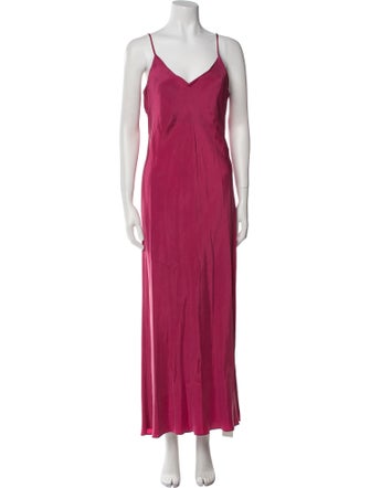 Hatch V-Neck Long Dress