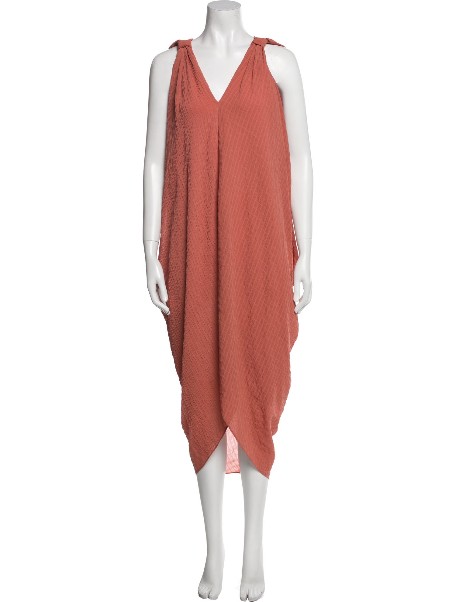 Hatch V-Neck Long Dress