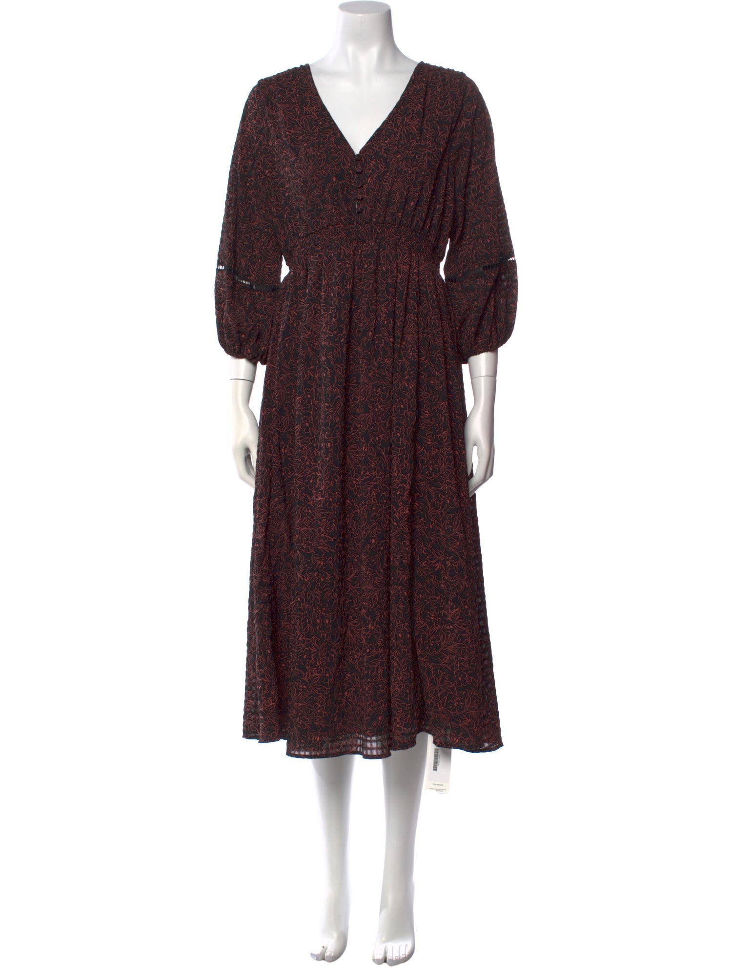 Hatch Floral Print Midi Length Dress