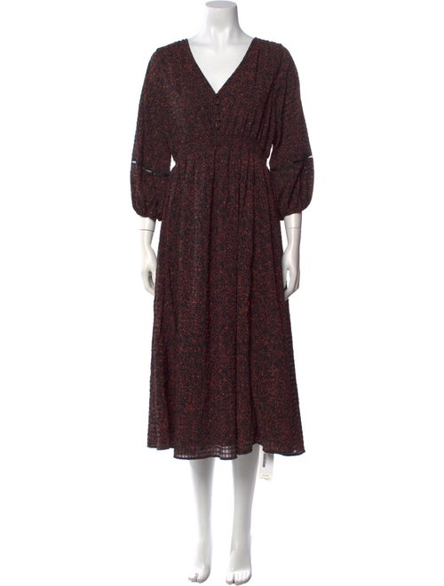 Hatch Floral Print Midi Length Dress