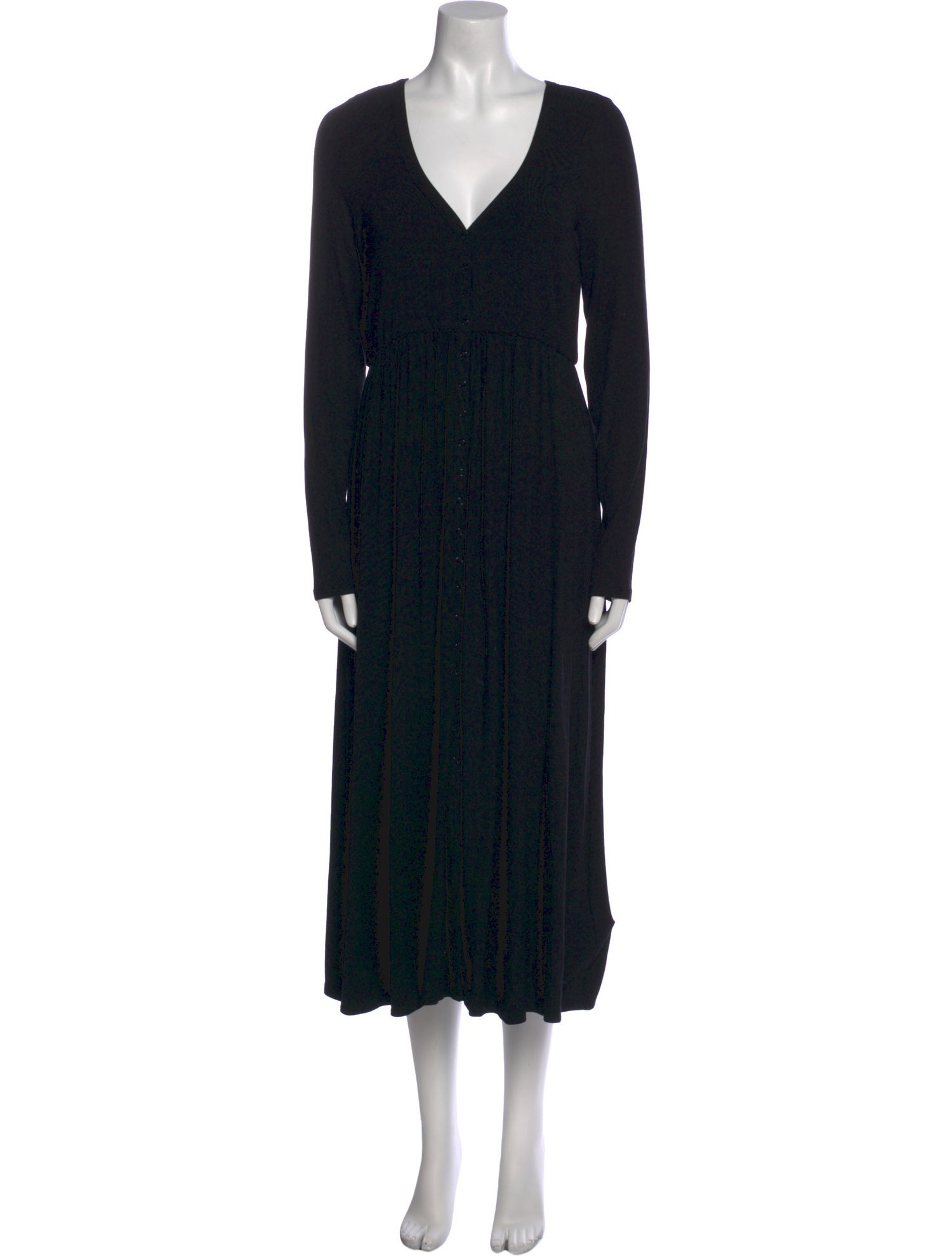 Hatch V-Neck Long Dress