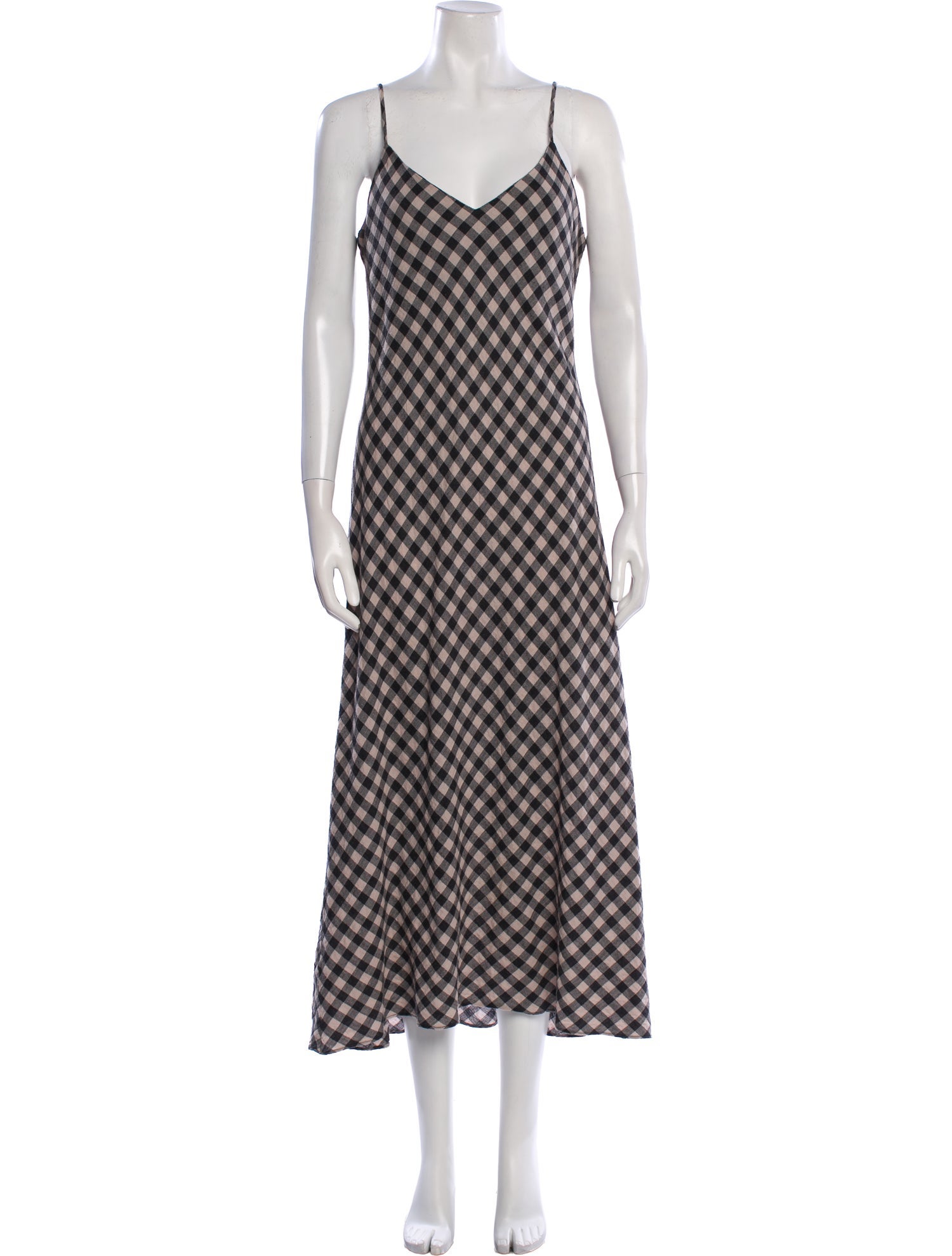 Hatch Plaid Print Long Dress