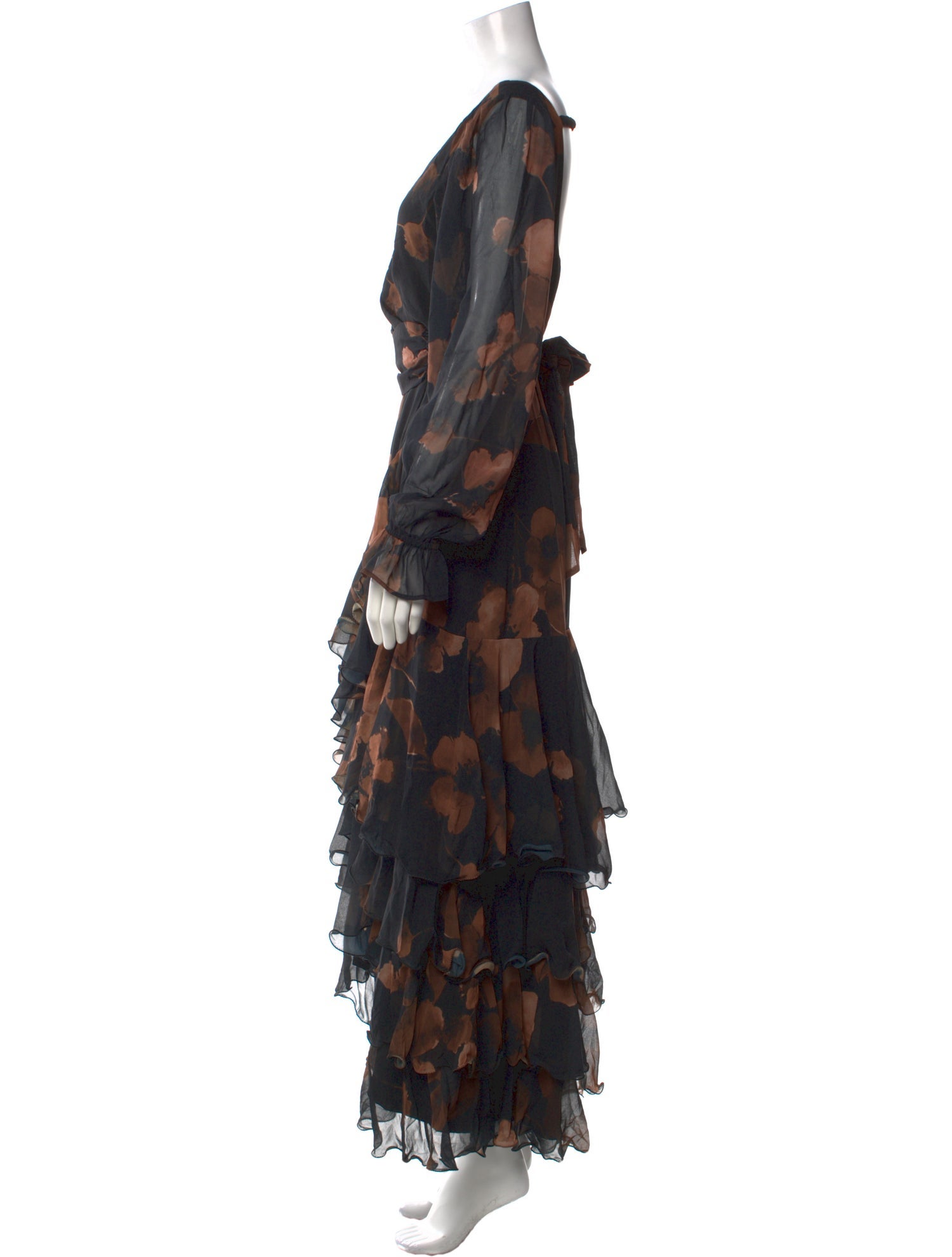 Hatch Floral Print Midi Length Dress