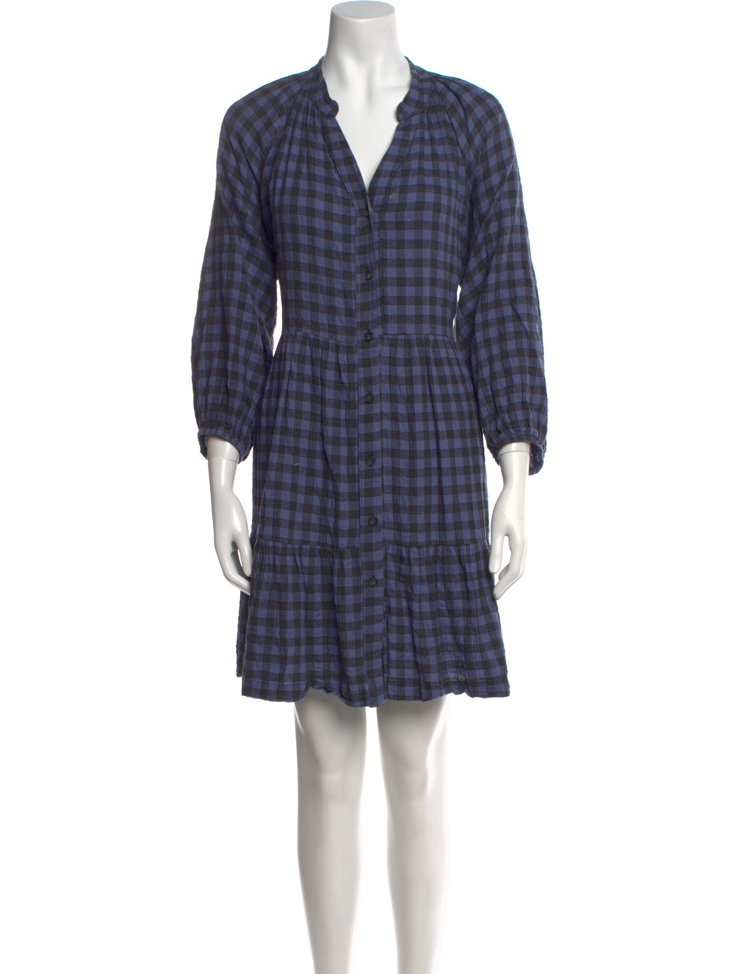 Hatch Plaid Print Knee-Length Dress