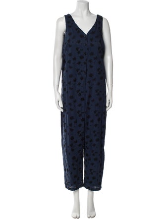 Hatch Floral Print V-Neck Jumpsuit