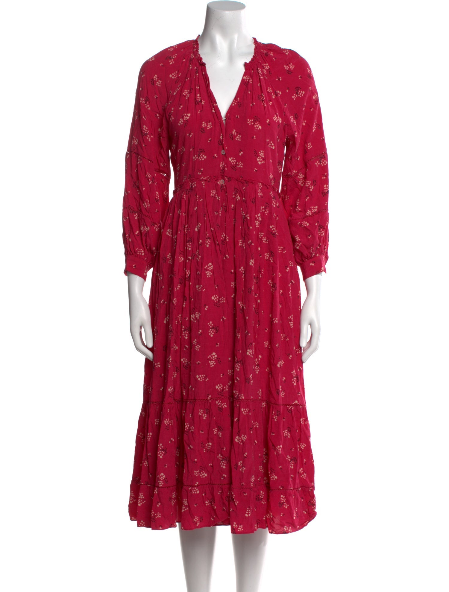 Hatch Floral Print Midi Length Dress