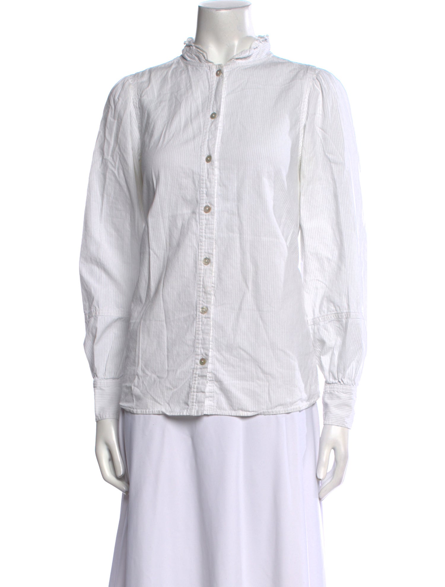 Hatch Mock Neck Long Sleeve Button-Up Top