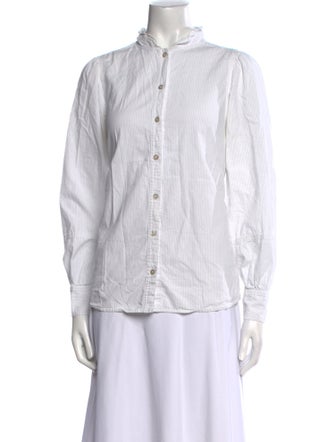 Hatch Mock Neck Long Sleeve Button-Up Top