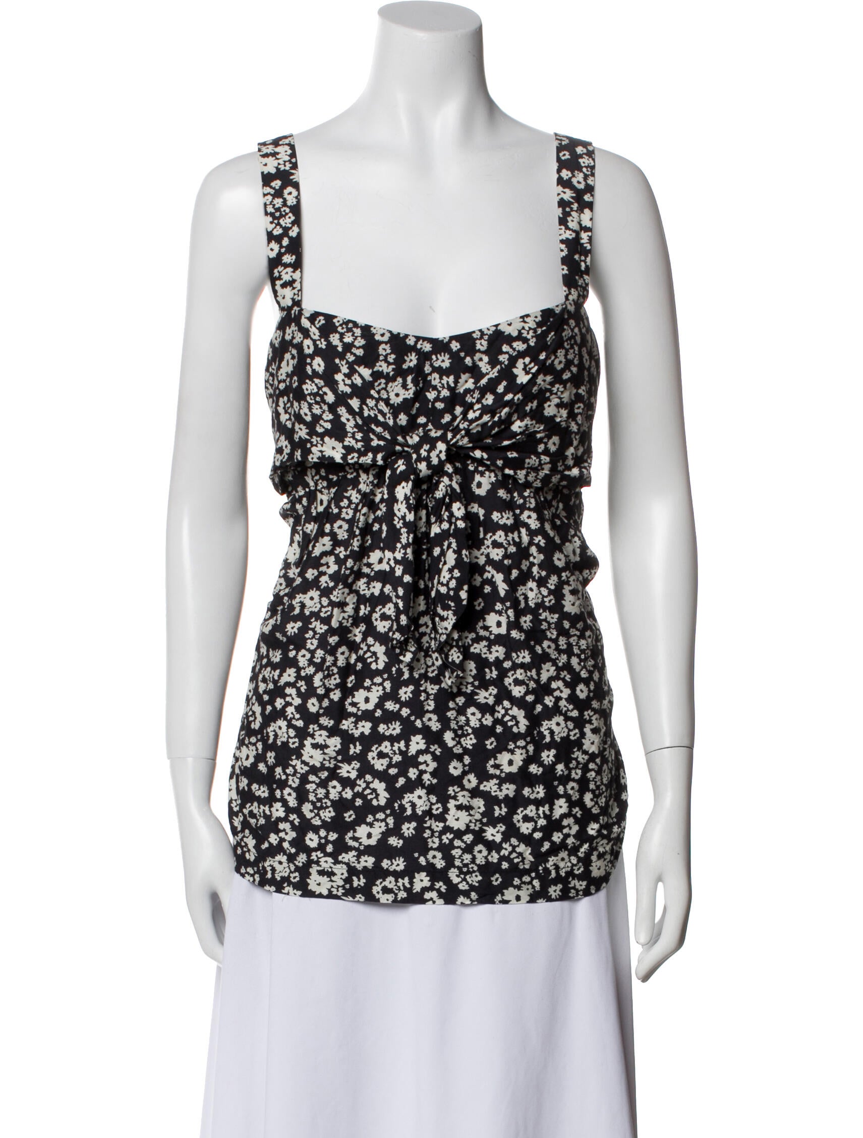 Hatch Floral Print Square Neckline Top